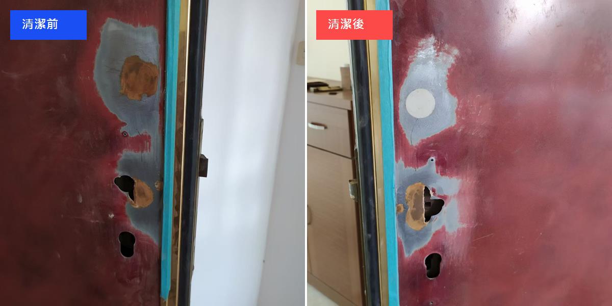 台南鐵門鏽蝕破損修補 清潔修復前後對比